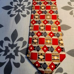 Sutter & Grant Men's Red, Black and Gold Silk Tie